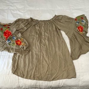 Army Green floral top